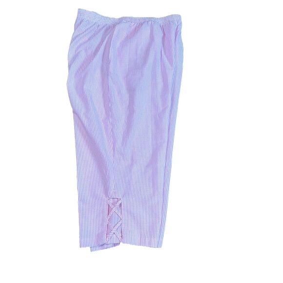 Vintage Bon Worth Womens 2pc Capri Set Pink White Strip Embroidery Flowers LP - Picture 15 of 16
